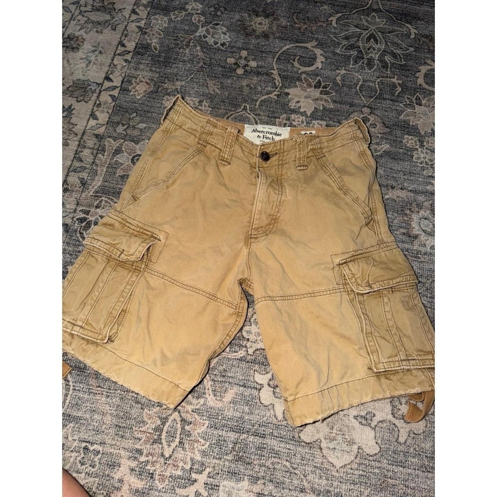 Vintage Y2K Abercrombie & Fitch Men's Cargo Shorts Tan Khaki Drawstring